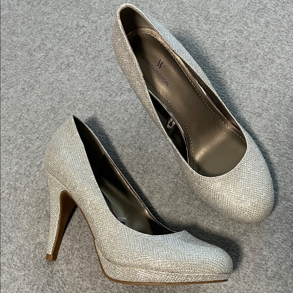 Silver Glitter Heels Stiletto Size 7.5 Hoco Prom Wedding Dance Sexy Event